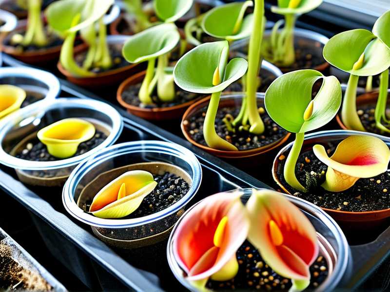 How to cover Sarracenia seed trays with clear plastic domes to lock germination moisture
