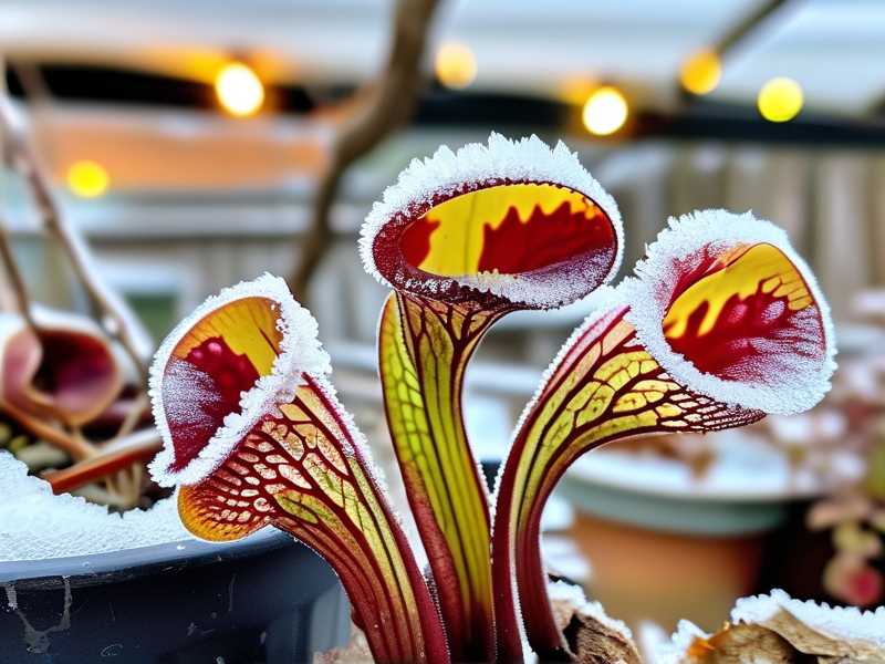How to add thin frost blanket layers over outdoor Sarracenia before hard winter freezes
