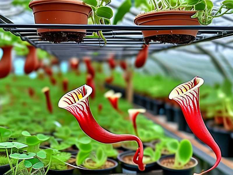 How to place digital temperature monitors inside Sarracenia greenhouse growing racks