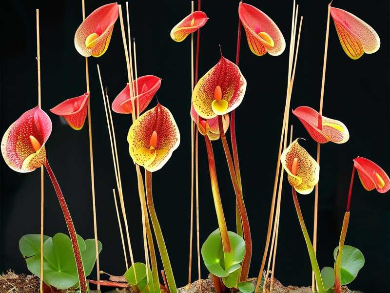 How to support tall heavy Sarracenia flower stalks with thin plant stakes outdoors